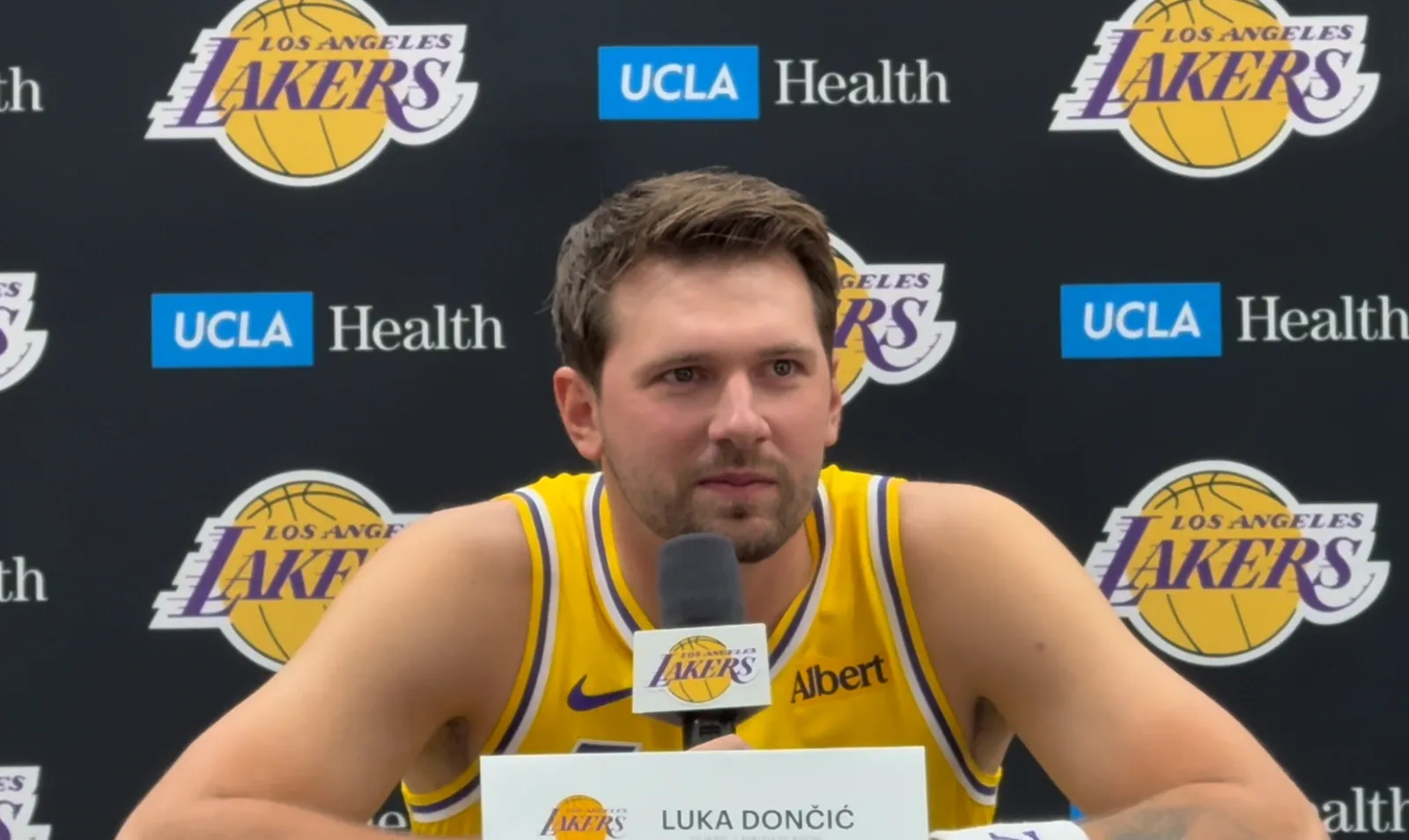 Luka Doncic pendant le media day des Lakers. ©Los Angeles Lakers/ NBA