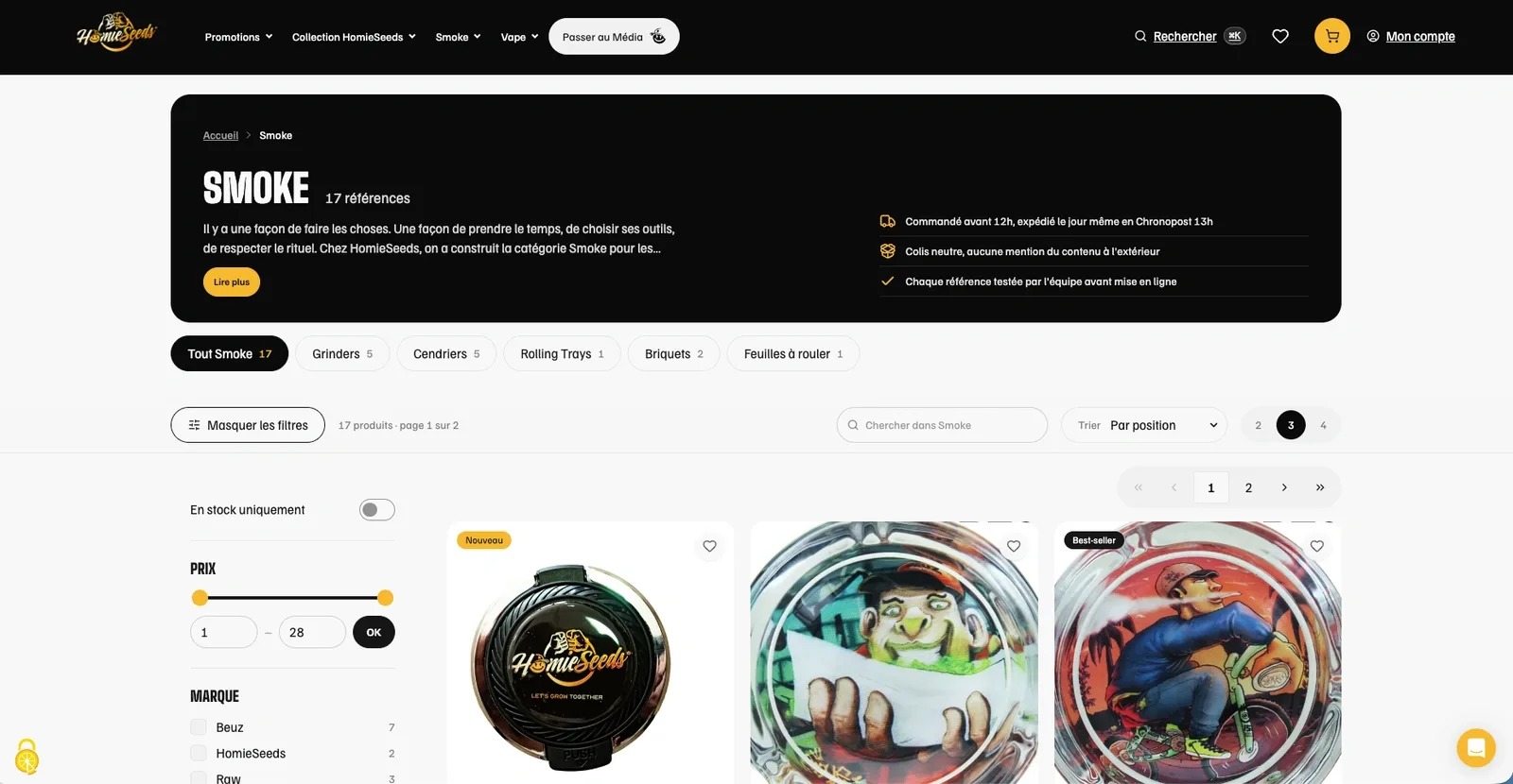 Page articles du shop homieseeds.com