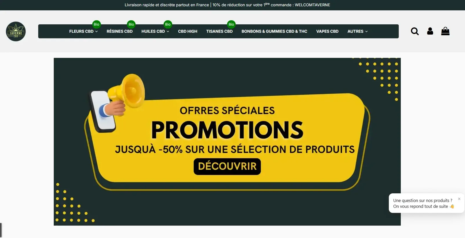 La home du site Taverne CBD